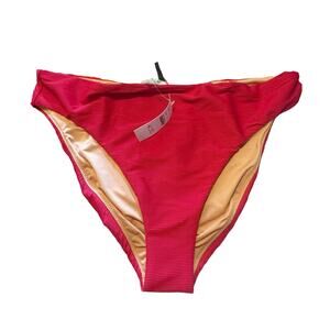 J. Crew Women's Ribbed High-Rise Cheeky Bikini Bottom Red Size XXL NWT